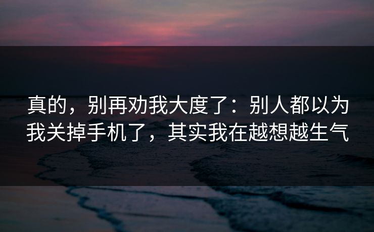 真的，别再劝我大度了：别人都以为我关掉手机了，其实我在越想越生气