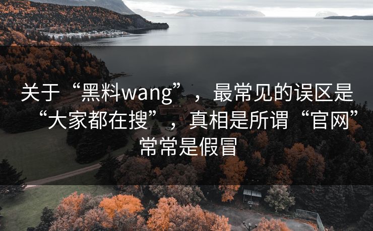 关于“黑料wang”，最常见的误区是“大家都在搜”，真相是所谓“官网”常常是假冒